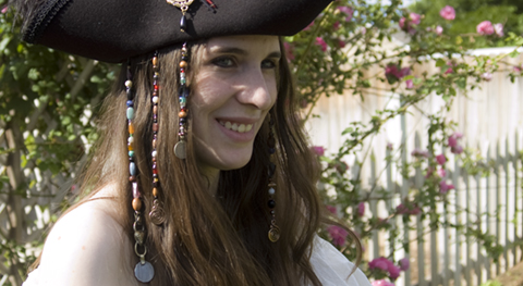 Pirate Hair Jewels clipped to the hat, Hat by CynthiaM