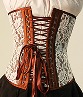 Brown and White Lace Corset